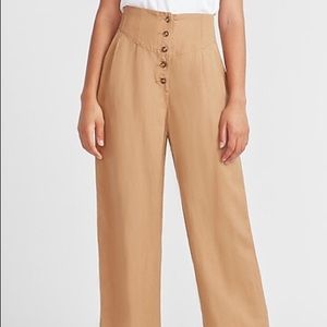 Super high waisted linen button fly wide leg pant